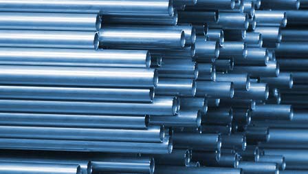 Photo of a stack of welded steel tubes